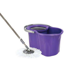 Set Galeata cu Mop Rotativ si Dispozitiv Centrifug de Stoarcere, Asos Home, Mov