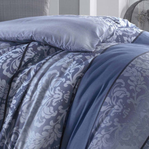 Set lenjerie pat pentru 2 persoane Oyku, 4 piese, bleumarin