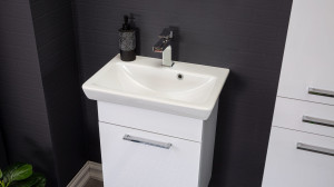 Set mobilier baie cu lavoar, corp lavoar si oglinda, Andia, alb