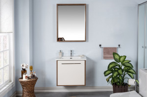 Set mobilier baie cu lavoar, corp lavoar si oglinda, Miraa, nuc