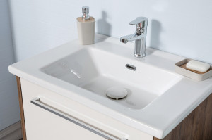 Set mobilier baie cu lavoar, corp lavoar si oglinda, Miraa, nuc