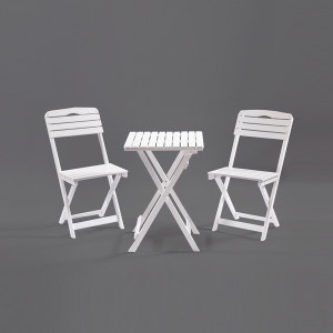Set mobilier gradina - terasa Bistro cu 2 scaune si 1 masuta, pliabile, alb