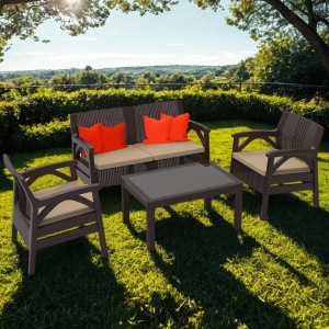 Set mobilier gradina - terasa Santana Ratan, canapea 2 locuri + 2 fotolii + 1 masuta
