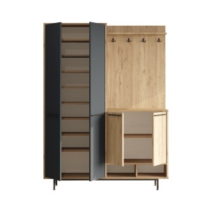 Set modern pentru hol cu polite, 147x35,5x195,6, stejar - antracit