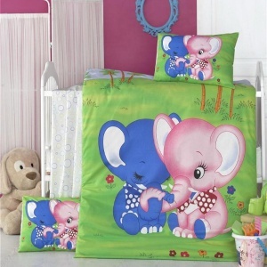Set pilota si perna pentru copii, materiale antialergenice, bumbac, Elefant