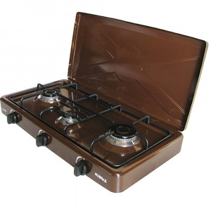 Aragaz emailat Nurgaz cu 3 ochiuri, 65 x 38 cm, maro, alimentare GPL