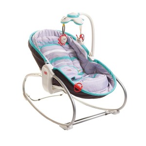 Balansoar 3 in 1, muzical, scaun cu vibratii, reglabil, cu centuri de siguranta, 0-18 kg, gri
