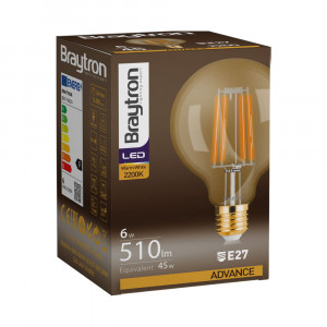 Bec LED cu filament 6W DIM G95 2200K E27