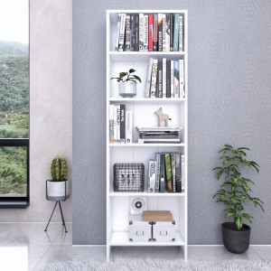 Biblioteca 5 rafturi Laguna, alb lucios 20x55x169cm