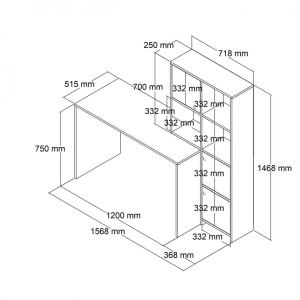 Birou lucru cu rafturi dreapta, dimensiuni 120x75x51.5 cm, alb - Img 5