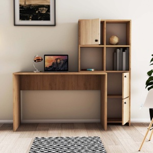 Birou lucru cu rafturi dreapta, dimensiuni 120x75x51.5 cm, stejar - Img 2