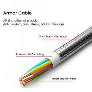 Cablu de incarcare/transfer rapid, owerline SMS-BJ01 de 1m si 2.4A, MicroUSB - Lightning(Iphone), argintiu
