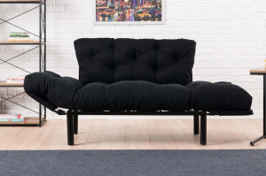 Canapea extensibila cu 2 locuri Nitta, umplututa cu spuma, 190X73cm extinsa , negru