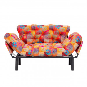 Canapea extensibila cu 2 locuri Nitta, umplututa cu spuma, 190X73cm extinsa, multicolor
