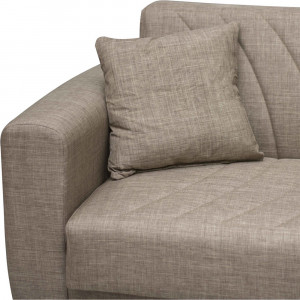 Canapea extensibila Ernest, 3 locuri cu lada de depozitare, material textil, crem