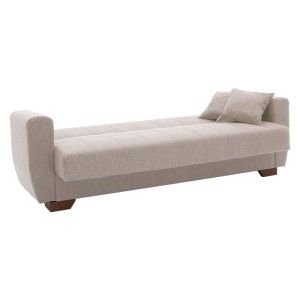Canapea extensibila MKY234, 3 locuri cu lada de depozitare, material textil, crem