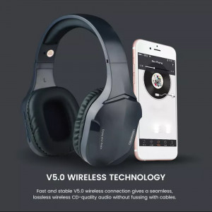 Casti hands-free bluetooth, over-ear, SMS-CJ08, albastru inchis