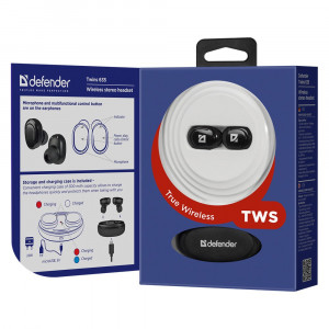 Casti bluetooth Defender Twins 635 TWS Wireless, Bluetooth V4.2, negru