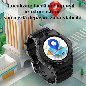 Ceas inteligent smartwatch copii cu GPS, rezistent la apa, Efour Tech FG-37, bleu