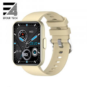 Ceas inteligent smartwatch barbati - dama, ritm cardiac, oxigen sange, tensiune arteriala, Efour Tech E21, crem