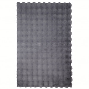 Covor Bubble imitatie blana de iepure 3D, 100 X 150 cm, gri inchis