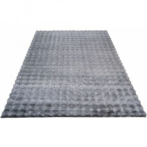 Covor Bubble imitatie blana de iepure 3D, 100 X 150 cm, gri inchis