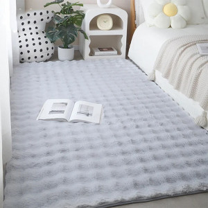Covor Bubble imitatie blana de iepure 3D, 150 X 230 cm, gri