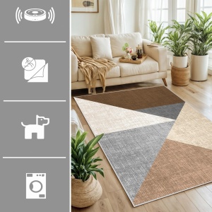Covor multicolor Phell, 80 x 150 cm, poliester, lavabil, antiderapant