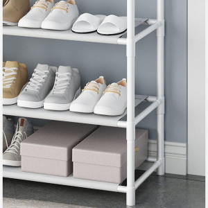 Cuier cu pantofar metalic cu 4 rafturi Asos, 60 cm x 29,5 cm x 172 cm, alb