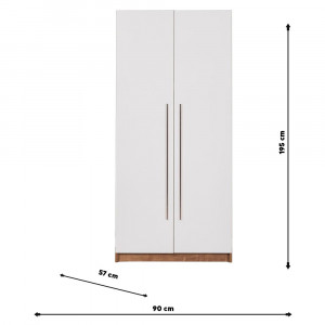 Dulap dormitor Infinity, Asos Home, alb-stejar, 90x195x57cm