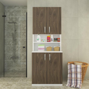 Dulap masca masina de spalat din PAL, nuc cu alb, 180cm x 65cm