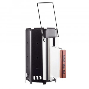Gratar pe carbuni din fonta si piatra vulcanica, termometru, aprinzator carbuni + accesorii incluse Guruss CG-075, negru