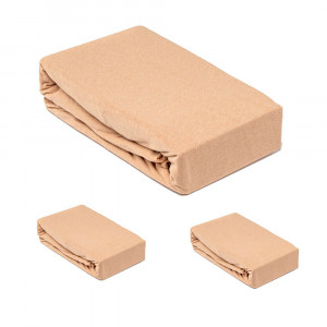 Husa de pat frotir cu elastic 180x200cm + 2 fete de perna 50x70cm, piersica