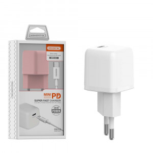 Incarcator retea SMS-Q12, PD 20W,  plus cablu Lightning, alb