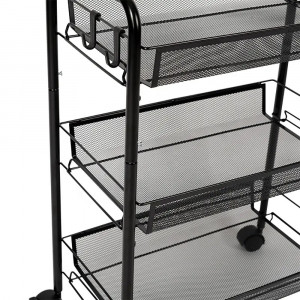 Organizator cu 3 rafturi - cosuri metalice Asos, negru