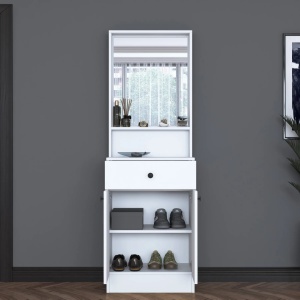 Pantofar modern cu oglinda, alb, P6