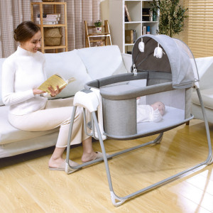 Patut 4 in 1 pentru bebelusi, leganare electrica, melodii, plasa anti insecte