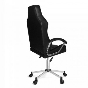 Scaun birou directorial Elegance, rotativ, reglabil, piele ecologică, negru, picior cromat