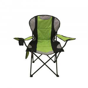 Set 2 scaune camping pliante cu brate, structura metalica, verde, model XL