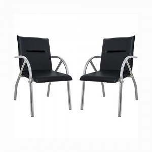 Scaun conferinta/birou, Charisma, piele ecologica, negru, piciorare cromate