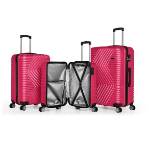 Set 3 trolere Artenova cu 4 roti, comaprtiment rigid, maner telescopic, cifru, fucsia - Img 5