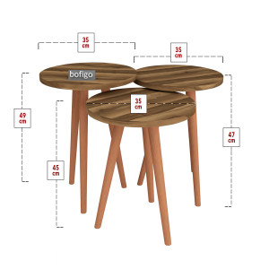 Set  de 3 masute din PAL cu textura lemn, Nest
