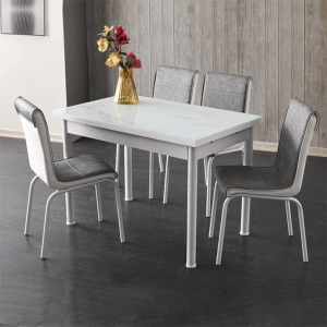 Set de 4 scaune moderne cu cadru metalic si tapiterie textila