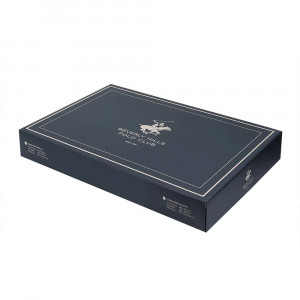 Set lenjerie pat pentru 2 persoane BEVERLY HILLS POLO CLUB, 4 piese, verde - alb