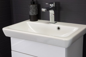 Set mobilier baie cu lavoar, corp lavoar si oglinda, Andia, alb