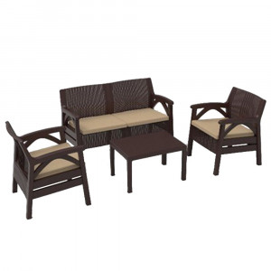 Set mobilier gradina/terasa ratan, Santana, masa, 2 scaune si canapea