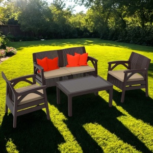 Set mobilier gradina - terasa Santana Ratan, canapea 2 locuri + 2 fotolii + 1 masuta