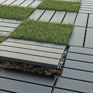 Set placi de podea pentru exterior, 33x33 cm - 9 buc (1 mp), usor de montat, gri