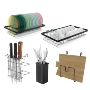 Suport - scurgator pe doua nivele, inoxidabil, cu accesorii laterale - Img 4