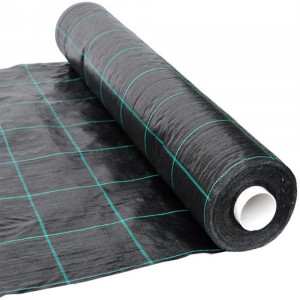 Agrotextil folie mulcire sol antiburuieni, dimensiune 4m x 50m, negru cu dungi verzi
